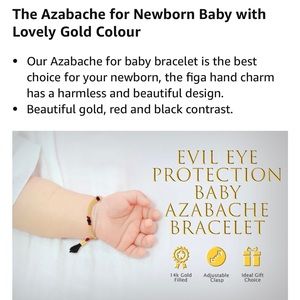 Charm Bracelet Simulated Azabache Evil Eye Protection for Babies 4.5"
